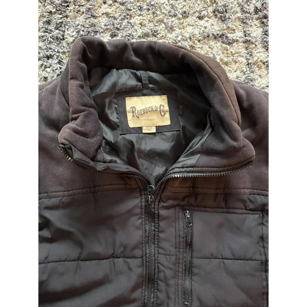 Roebucks Co Brown Quilted Puffer Vest Size L Full Zip Outdoor Utility